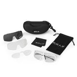 ES16 Enzo Fahrradbrille. Weiß mit photochromatischer Linse + 2 zusätzliche Gläser
