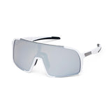 ES16 Enzo Fahrradbrille. Weiß mit silberner Linse.